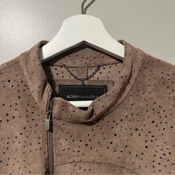 BCBGMaxAzria Brown Faux Suede Asymmetrical Crop Jacket - Picture 5 of 15